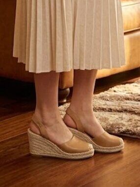 Spanish Sandals leather espadrille wedge slingback Size 5